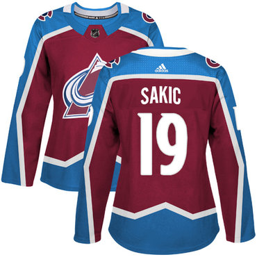 Adidas Colorado Avalanche #19 Joe Sakic Burgundy Home Authentic Women's Stitched NHL Jersey