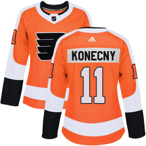 Adidas Philadelphia Flyers #11 Travis Konecny Orange Home Authentic Women's Stitched NHL Jersey