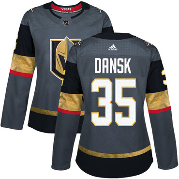 Adidas Vegas Golden Golden Knights #35 Oscar Dansk Grey Home Authentic Women's Stitched NHL Jersey