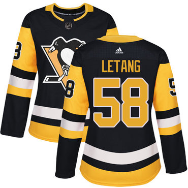 Adidas Pittsburgh Penguins #58 Kris Letang Black Home Authentic Women's Stitched NHL Jersey