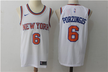 Men's Nike New York Knicks #6 Kristaps Porzingis White Stitched NBA Jersey