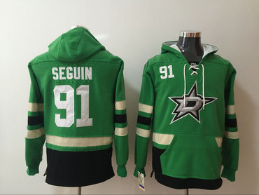 Men's Dallas Stars #91 Tyler Seguin NEW Green Pocket Stitched NHL Old Time Hockey Hoodie