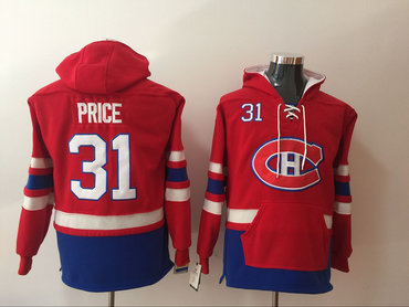 Men's Montreal Canadiens #31 Carey Price NEW Red Pocket Stitched NHL Old Time Hockey Hoodie