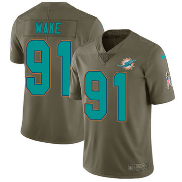 Nike Miami Dolphins #91 Cameron Wake Olive Men's Stitched NFL Limited 2017 Salute to Service Jersey