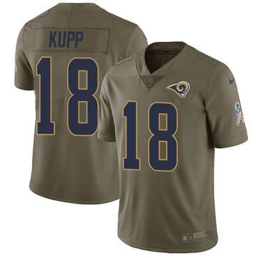 Nike Los Angeles Rams #18 Cooper Kupp Olive Men's Stitched NFL Limited 2017 Salute to Service Jersey