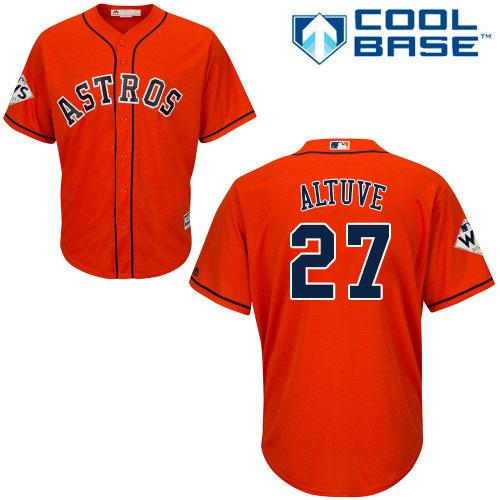 Men's Houston Astros #27 Jose Altuve Orange New Cool Base 2017 World Series Bound Stitched MLB Jersey