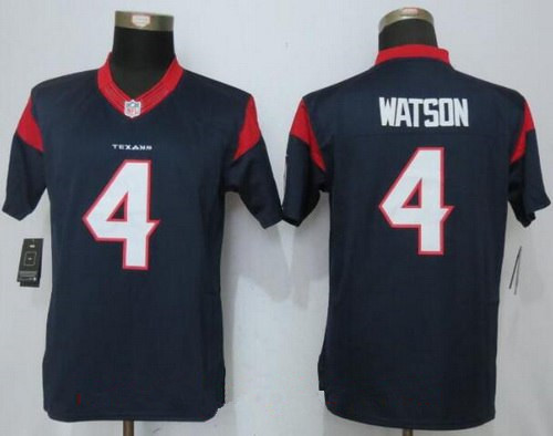 Women's 2017 NFL Draft Houston Texans #4 Deshaun Watson Navy Blue Alternate Stitched NFL Nike Limited Jersey