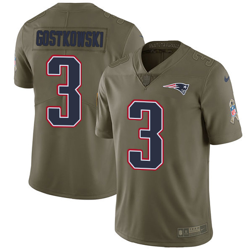 Nike New England Patriots #3 Stephen Gostkowski Olive Men's Stitched NFL Limited 2017 Salute To Service Jersey