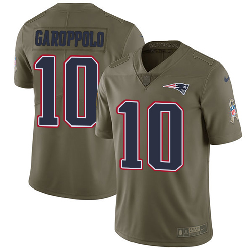 Nike New England Patriots #10 Jimmy Garoppolo Olive Men's Stitched NFL Limited 2017 Salute To Service Jersey