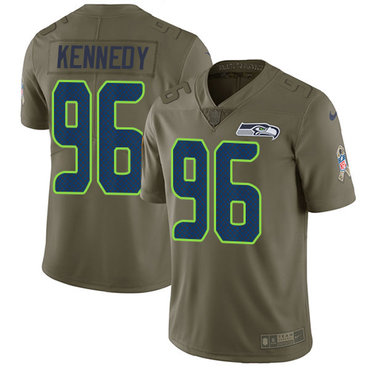 Nike Seattle Seahawks #96 Cortez Kennedy Olive Men's Stitched NFL Limited 2017 Salute to Service Jersey