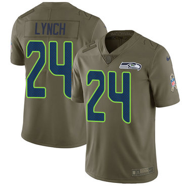 Nike Seattle Seahawks #24 Marshawn Lynch Olive Men's Stitched NFL Limited 2017 Salute to Service Jersey