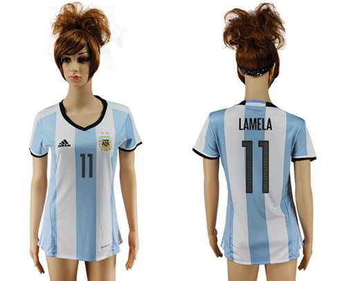 Women's Argentina #11 Lamela Home Soccer Country Jersey