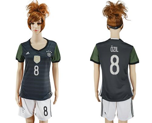 Women's Germany #8 Ozil Away Soccer Country Jersey