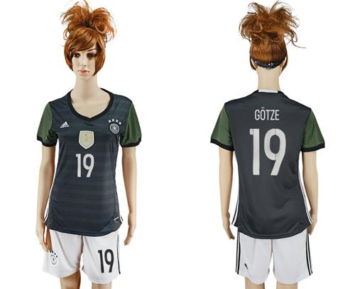 Women's Germany #19 Gotze Away Soccer Country Jersey