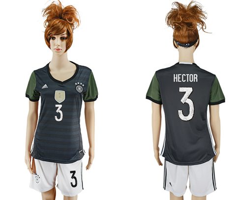 Women's Germany #3 Hector Away Soccer Country Jersey