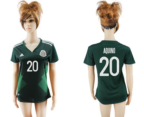 Women's Mexico #20 Aquino Home Soccer Country Jersey