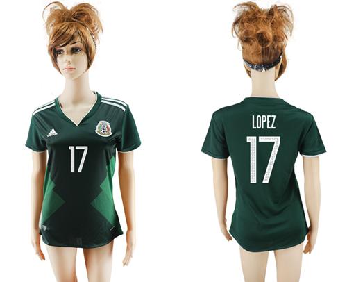 Women's Mexico #17 Lopez Home Soccer Country Jersey