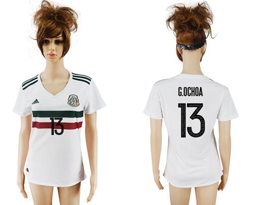 Women's Mexico #13 G.Ochoa Away Soccer Country Jersey