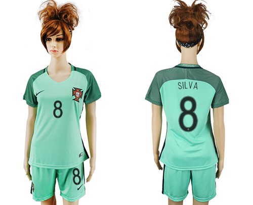 Women's Portugal #8 Silva Away Soccer Country Jersey