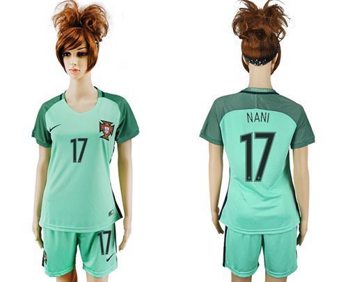 Women's Portugal #17 Nani Away Soccer Country Jersey