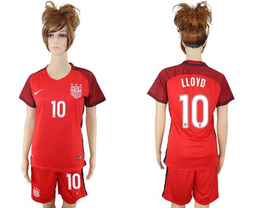 Women's USA #10 LLOYD Away Soccer Country Jersey