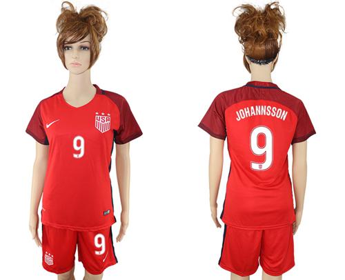 Women's USA #9 Johannsson Away Soccer Country Jersey