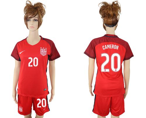 Women's USA #20 Cameron Away Soccer Country Jersey