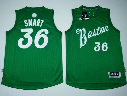 Men's Boston Celtics #36 Marcus Smart adidas Green 2016 Christmas Day Stitched NBA Swingman Jersey