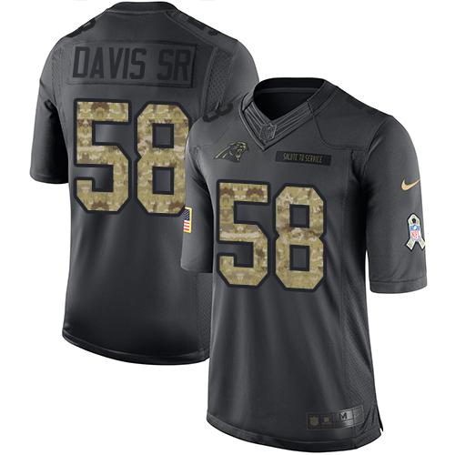 Nike Panthers #58 Thomas Davis Sr Black Men's Stitched NFL Limited 2016 Salute to Service Jersey