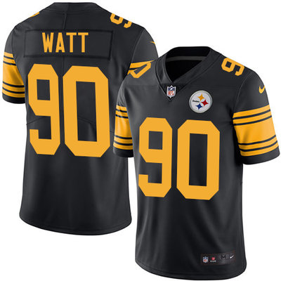 Nike Steelers #90 T. J. Watt Black Men's Stitched NFL Limited Rush Jersey