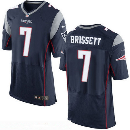 Men's New England Patriots #7 Jacoby Brissett NEW Navy Blue Team Color Stitched NFL Nike Elite Jersey