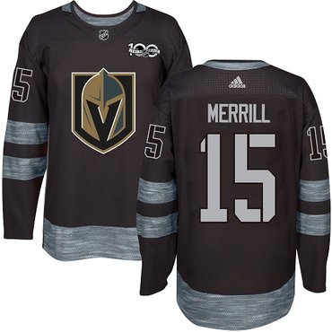 Adidas Vegas Golden Knights #15 Men's Jon Merrill Premier Black 1917-2017 100th Anniversary NHL Jersey