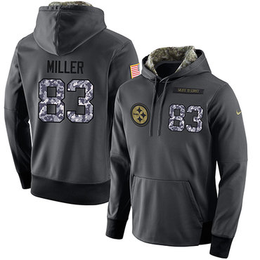 NFL Men's Nike Pittsburgh Steelers #83 Heath Miller Stitched Black Anthracite Salute to Service Player Performance Hoodie