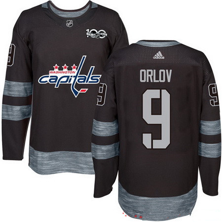 Men's Washington Capitals #9 Dmitry Orlov Black 100th Anniversary Stitched NHL 2017 adidas Hockey Jersey