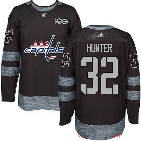 Men's Washington Capitals #32 Dale Hunter Black 100th Anniversary Stitched NHL 2017 adidas Hockey Jersey