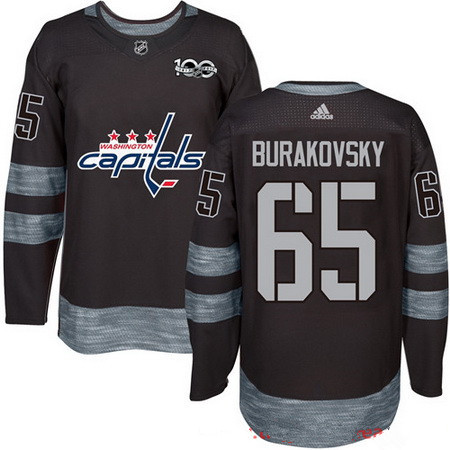 Men's Washington Capitals #65 Andre Burakovsky Black 100th Anniversary Stitched NHL 2017 adidas Hockey Jersey