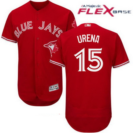 Men's Toronto Blue Jays #15 Richard Urena Red Stitched MLB 2017 Majestic Flex Base Jersey