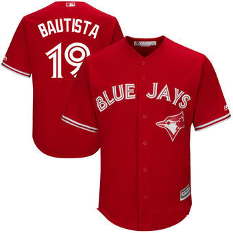 Men's Toronto Blue Jays #19 Jose Bautista Red Stitched MLB 2017 Majestic Cool Base Jersey