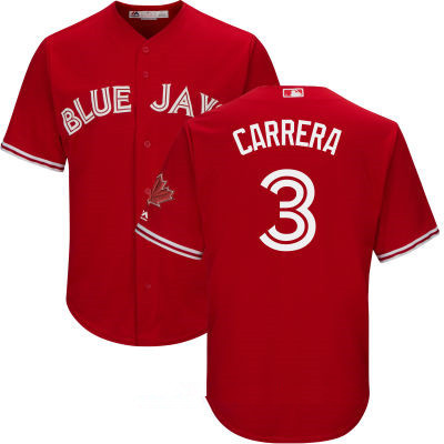 Men's Toronto Blue Jays #3 Ezequiel Carrera Red Stitched MLB 2017 Majestic Cool Base Jersey