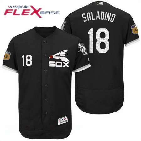 Men's Chicago White Sox #18 Tyler Saladino Black 2017 Spring Training Stitched MLB Majestic Flex Base Jersey