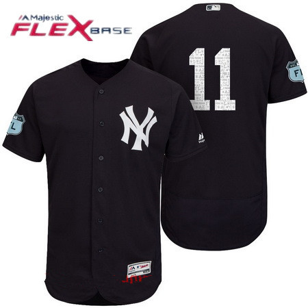 Men's New York Yankees #11 Brett Gardner Navy Blue 2017 Spring Training Stitched MLB Majestic Flex Base Jersey