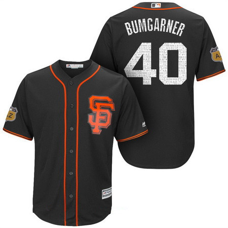 Men's San Francisco Giants #40 Madison Bumgarner Black 2017 Spring Training Stitched MLB Majestic Cool Base Jersey