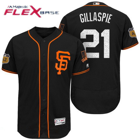 Men's San Francisco Giants #21 Conor Gillaspie Black 2017 Spring Training Stitched MLB Majestic Flex Base Jersey