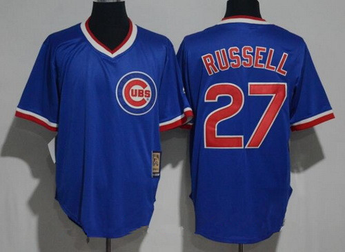 Men's Chicago Cubs #27 Addison Russell Royal Blue Pullover Stitched MLB Majestic 1994 Cooperstown Collection Jersey