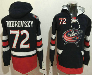 Men's Columbus Blue Jackets #72 Sergei Bobrovsky NEW Navy Blue Home Stitched NHL Old Tim Hockey Hoodie