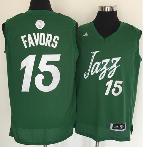 Men's Utah Jazz #15 Derrick Favors adidas Green 2016 Christmas Day Stitched NBA Swingman Jersey