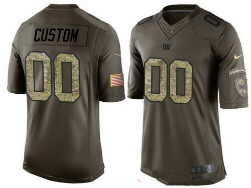 Men's New York Giants Custom Olive Camo Salute To Service Veterans Day NFL Nike Limited Jersey