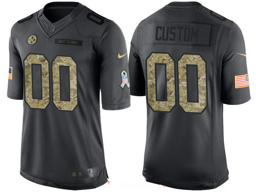 Men's Pittsburgh Steelers Custom Anthracite Camo 2016 Salute To Service Veterans Day NFL Nike Limited Jersey