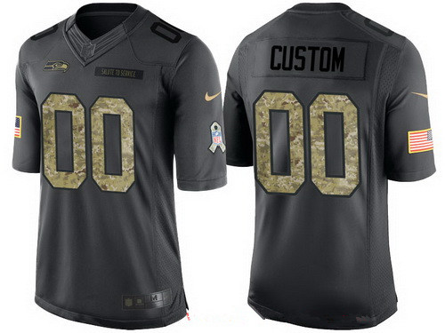 Men's Seattle Seahawks Custom Anthracite Camo 2016 Salute To Service Veterans Day NFL Nike Limited Jersey