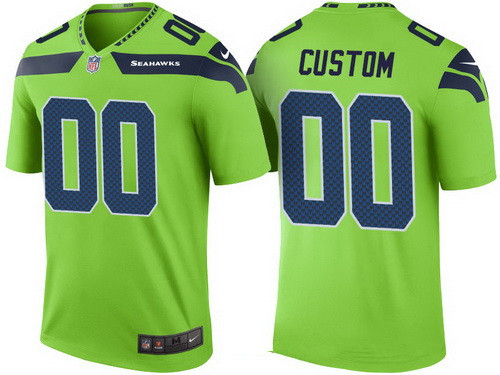 Men's Seattle Seahawks Green Custom Color Rush Legend NFL Nike Limited Jersey